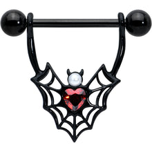 将图片加载到图库查看器，14G 11/16 Red Gem Black Gothic Bat Heart Nipple Shield Set
