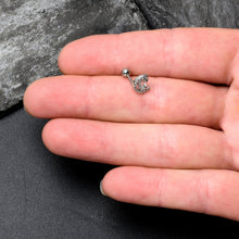 Load image into Gallery viewer, 16G 1/4 Clear CZ Gem Starry Crescent Moon Cartilage Tragus Earring
