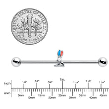 Load image into Gallery viewer, 14G Easter Bunny Red Blue Ears Industrial Barbell 38mm
