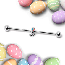 Load image into Gallery viewer, 14G Easter Bunny Red Blue Ears Industrial Barbell 38mm

