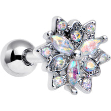 Load image into Gallery viewer, 16G 1/4 Aurora CZ Gem Snowflake Style Cartilage Tragus Earring

