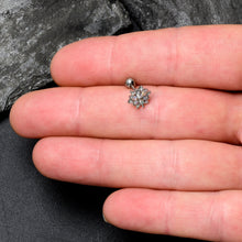 Load image into Gallery viewer, 16G 1/4 Aurora CZ Gem Snowflake Style Cartilage Tragus Earring
