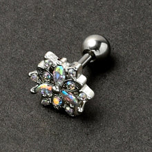 Load image into Gallery viewer, 16G 1/4 Aurora CZ Gem Snowflake Style Cartilage Tragus Earring
