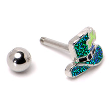 Load image into Gallery viewer, 16G 1/4 Glitter Top Hat Shamrock Cartilage Tragus Earring
