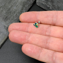 Load image into Gallery viewer, 16G 1/4 Glitter Top Hat Shamrock Cartilage Tragus Earring
