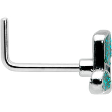 Load image into Gallery viewer, 20G 7mm Glitter Top Hat Shamrock St Patricks L Shape Nose Ring
