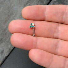 将图片加载到图库查看器，16G 5/16 Glitter Top Hat Shamrock St Patricks Curved Eyebrow Ring
