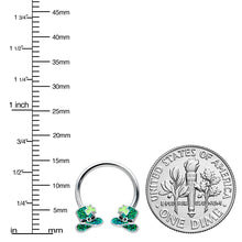 Load image into Gallery viewer, 16G 3/8 Glitter Top Hat Shamrock Horseshoe Circular Barbell
