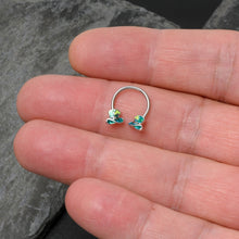 Load image into Gallery viewer, 16G 3/8 Glitter Top Hat Shamrock Horseshoe Circular Barbell
