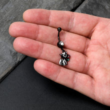 Load image into Gallery viewer, Clear Gem Black Funky Skunk Dangle Belly Ring
