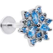 Load image into Gallery viewer, 16G 5/16 Blue CZ Gem Snowflake Blues Labret Monroe Tragus
