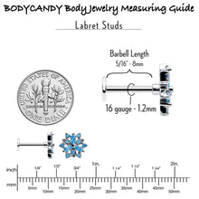 Load image into Gallery viewer, 16G 5/16 Blue CZ Gem Snowflake Blues Labret Monroe Tragus
