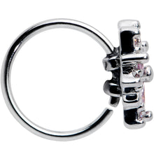 Load image into Gallery viewer, 20G 5/16 Pink Clear CZ Gem Snowflake Nose Hoop
