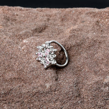 Load image into Gallery viewer, 20G 5/16 Pink Clear CZ Gem Snowflake Nose Hoop
