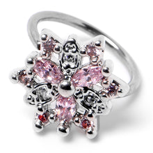Load image into Gallery viewer, 20G 5/16 Pink Clear CZ Gem Snowflake Nose Hoop
