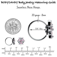 Load image into Gallery viewer, 20G 5/16 Pink Clear CZ Gem Snowflake Nose Hoop
