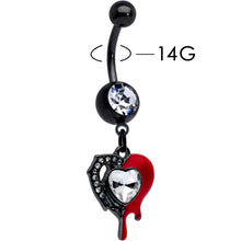 Load image into Gallery viewer, Clear Gem Black Bleeding Heart Dangle Belly Ring
