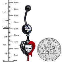 Load image into Gallery viewer, Clear Gem Black Bleeding Heart Dangle Belly Ring
