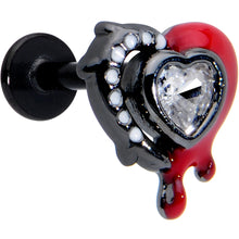 Load image into Gallery viewer, 16G 5/16 Clear Gem Black Bleeding Heart Labret Monroe Tragus
