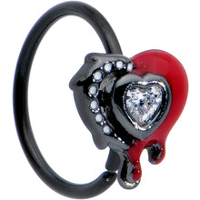 Load image into Gallery viewer, 20G 5/16 Clear Gem Black Bleeding Heart Nose Hoop

