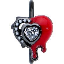 Load image into Gallery viewer, 20G 5/16 Clear Gem Black Bleeding Heart Nose Hoop
