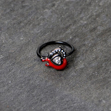 Load image into Gallery viewer, 20G 5/16 Clear Gem Black Bleeding Heart Nose Hoop
