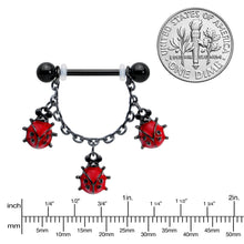 将图片加载到图库查看器，14G 9/16 Black Classic Ladybug Dangle Nipple Ring Set
