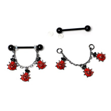 将图片加载到图库查看器，14G 9/16 Black Classic Ladybug Dangle Nipple Ring Set
