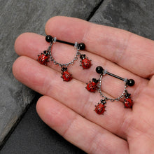 将图片加载到图库查看器，14G 9/16 Black Classic Ladybug Dangle Nipple Ring Set
