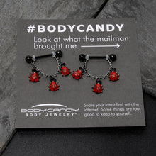将图片加载到图库查看器，14G 9/16 Black Classic Ladybug Dangle Nipple Ring Set
