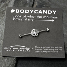 Load image into Gallery viewer, 14G Clear CZ Gem Heart Web Moon Industrial Barbell 38mm
