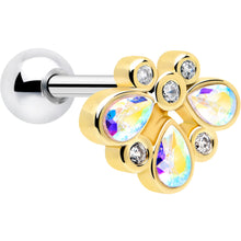 Load image into Gallery viewer, 16G 1/4 Aurora Gem Golden Crown Deluxe Cartilage Tragus Earring

