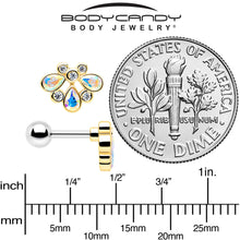 Load image into Gallery viewer, 16G 1/4 Aurora Gem Golden Crown Deluxe Cartilage Tragus Earring
