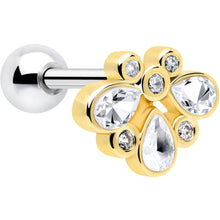 Load image into Gallery viewer, 16G 1/4 Clear Gem Golden Crown Deluxe Cartilage Tragus Earring
