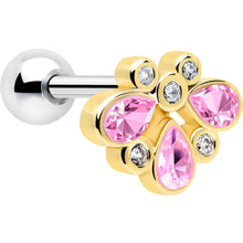 Load image into Gallery viewer, 16G 1/4 Pink Gem Golden Crown Deluxe Cartilage Tragus Earring
