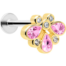 Load image into Gallery viewer, 16G 1/4 Pink Gem Golden Crown Deluxe Labret
