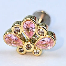 Load image into Gallery viewer, 16G 1/4 Pink Gem Golden Crown Deluxe Labret
