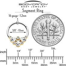 Load image into Gallery viewer, 16G 3/8 Clear Gem Golden Crown Deluxe Hinged Segment Ring
