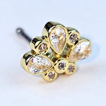 将图片加载到图库查看器，20G 1/4 Clear Gem Golden Crown Deluxe Nose Bone
