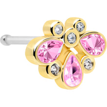 将图片加载到图库查看器，20G 1/4 Pink Gem Golden Crown Deluxe Nose Bone
