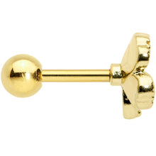 Load image into Gallery viewer, 16G 1/4 Clear Gem Gold Hue Lucky Shamrock Cartilage Tragus Earring
