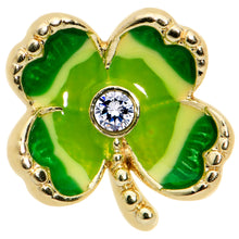 Load image into Gallery viewer, 16G 1/4 Clear Gem Gold Hue Lucky Shamrock Cartilage Tragus Earring
