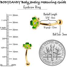 Load image into Gallery viewer, 16G 5/16 Clear Gem Gold Tone Lucky Shamrock Curved Eyebrow Ring
