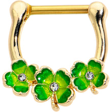 Load image into Gallery viewer, 16G 5/16 Clear Gem Gold Tone Lucky Shamrock Cartilage Clicker
