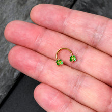 Load image into Gallery viewer, 16G 3/8 Clear Gem Gold Hue Lucky Shamrock Horseshoe Circular Barbell
