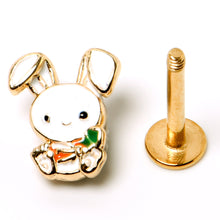 Load image into Gallery viewer, 16G 5/16 Gold Tone Cutie Easter Bunny Labret Monroe Tragus
