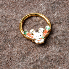 将图片加载到图库查看器，16G 3/8 Gold Tone Cutie Easter Bunny Hinged Segment Ring
