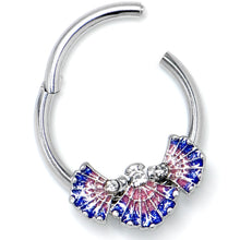 将图片加载到图库查看器，16G 3/8 Clear CZ Gem Mesmerizing Sea Shells Hinged Segment Ring
