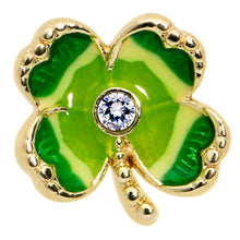 Load image into Gallery viewer, 16G 5/16 Clear Gem Gold Tone Lucky Shamrock Labret Monroe Tragus
