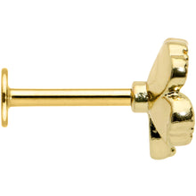 Load image into Gallery viewer, 16G 5/16 Clear Gem Gold Tone Lucky Shamrock Labret Monroe Tragus
